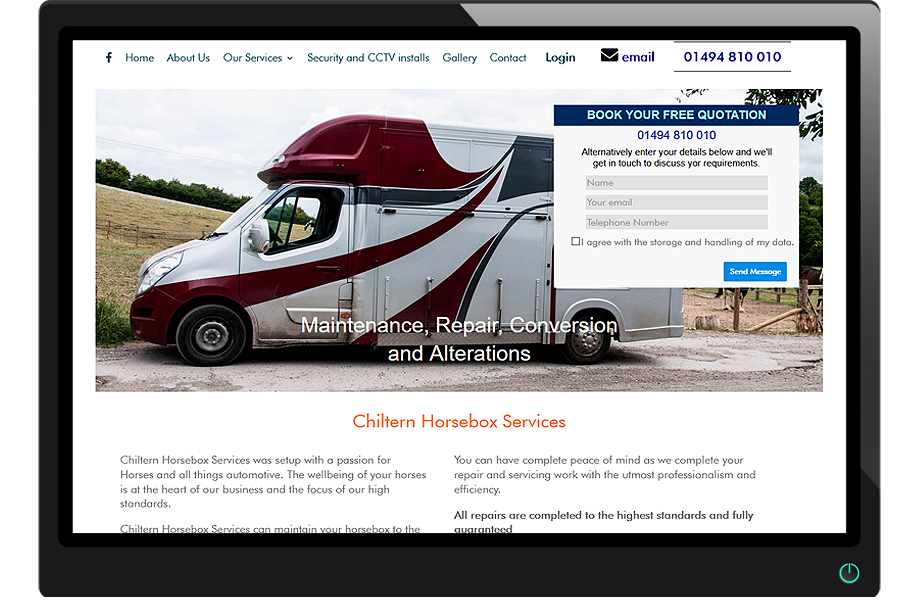 Chiltern Horsebox Services website by SJI Design